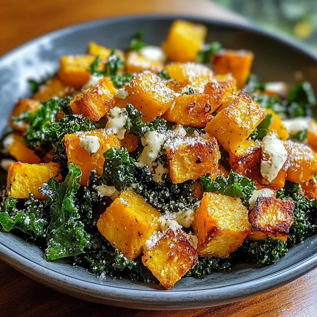 Butternut Squash & Kale Caesar Salad Juicy