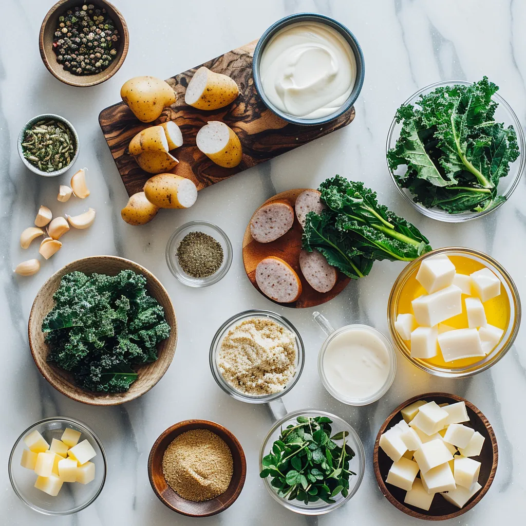 Copycat Olive Garden Sausage Kale and Potato Soup Fresh ingredients