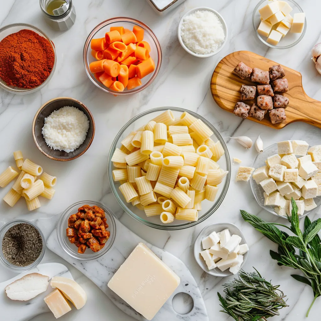 Creamy Sausage Rigatoni Luscious ingredients