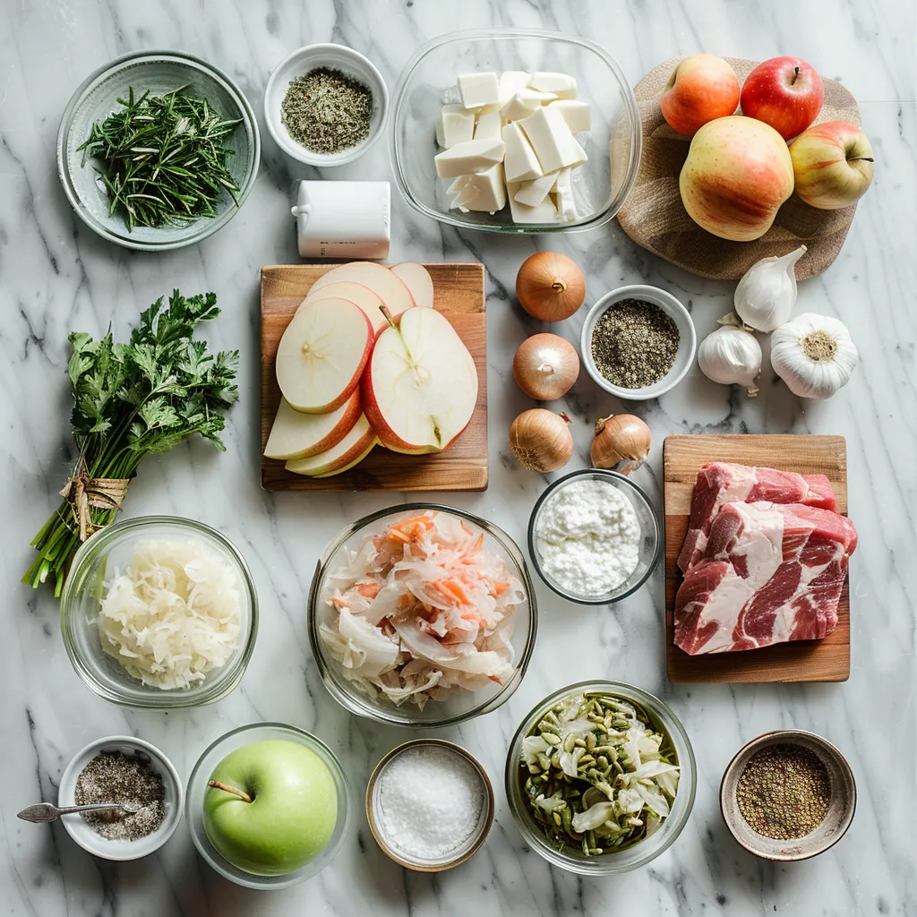 Exquisite Slow Cooker Pork and Sauerkraut with Apples ingredients
