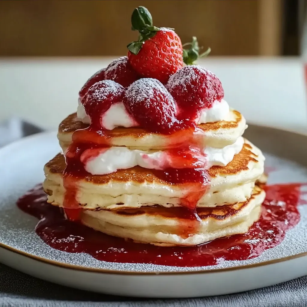 Fluffy Strawberry Cheesecake Pancakes Rich