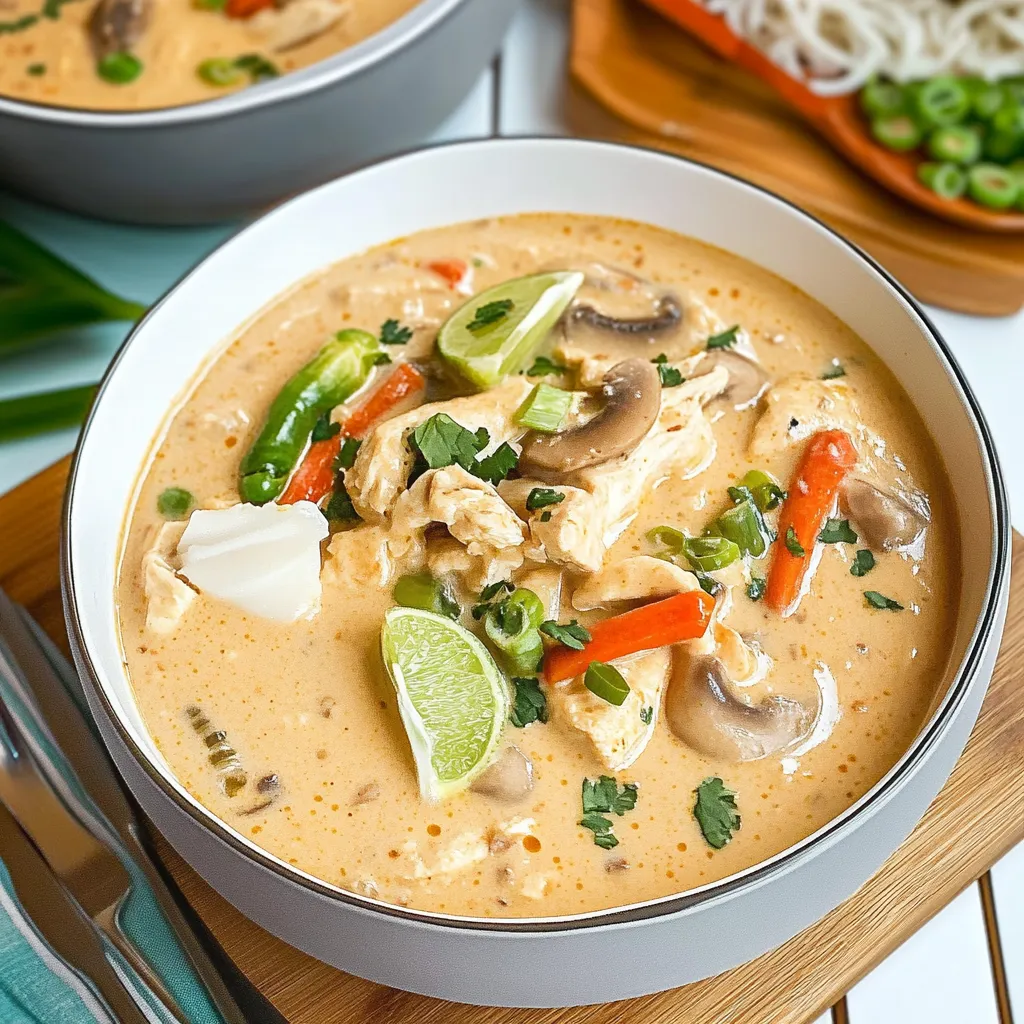 Luscious Crockpot Thai Coconut Chicken Soup