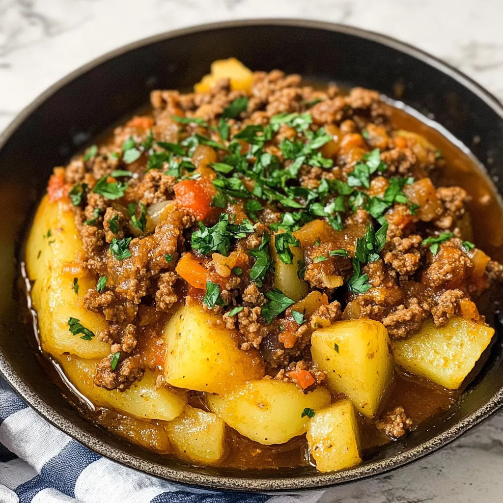 One Pot Ground Beef & Potatoes Mouthwatering