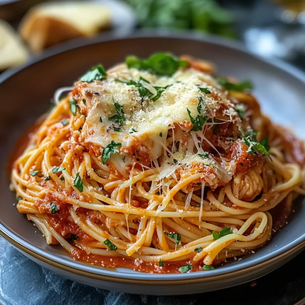 Rich Crockpot Chicken Spaghetti