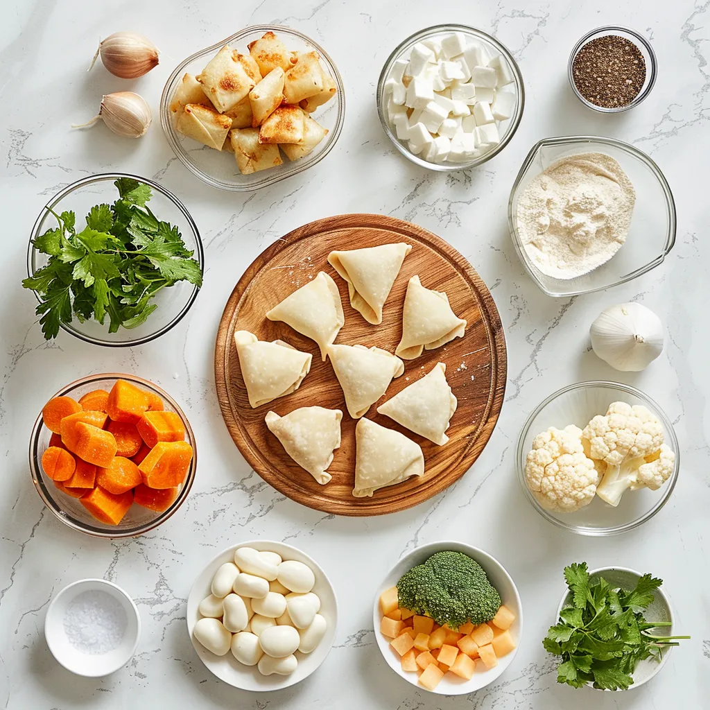 Samosa Pie with Spiced Chicken and Potato Filling Fresh ingredients