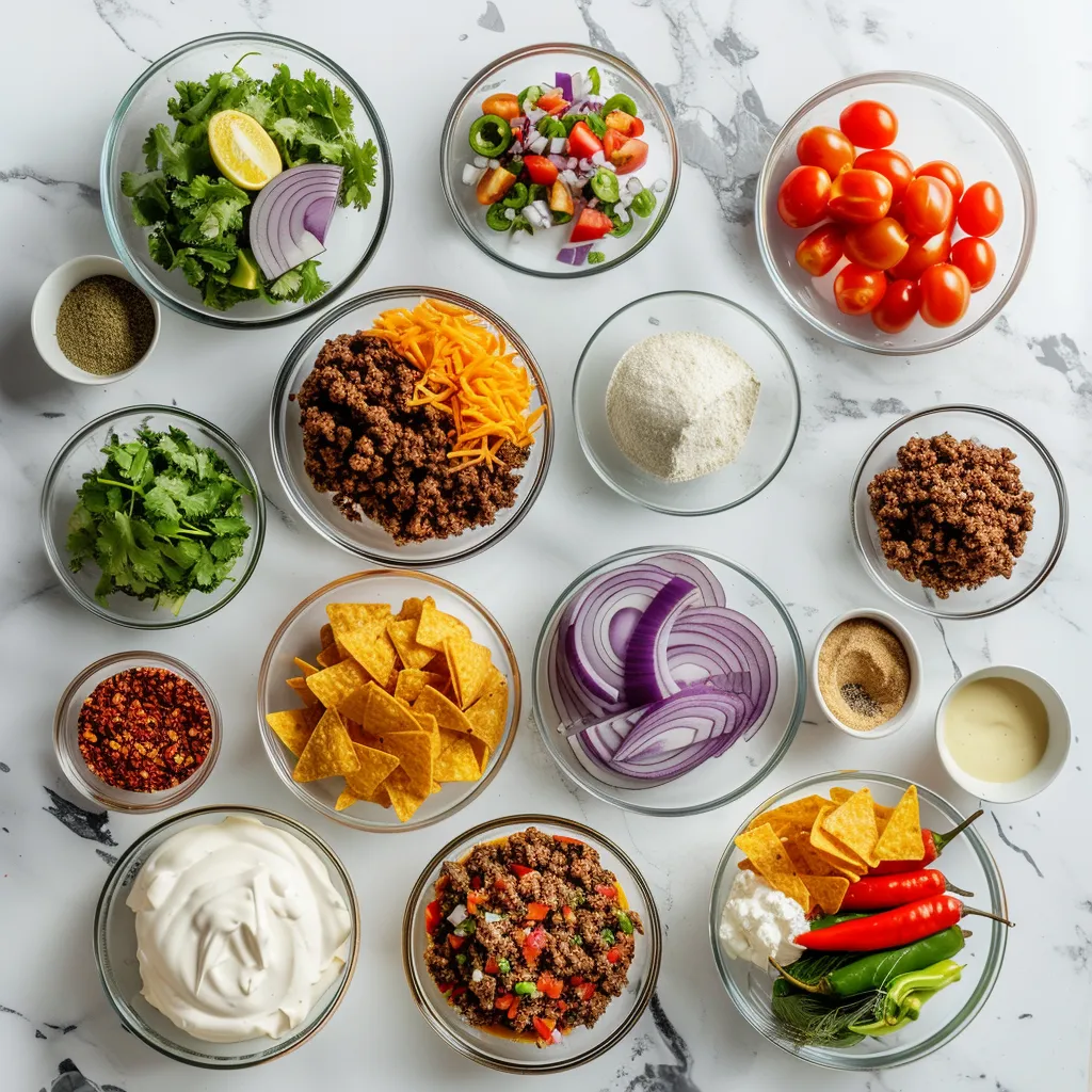 Savory Dorito Beef Taco Salad Bowl ingredients