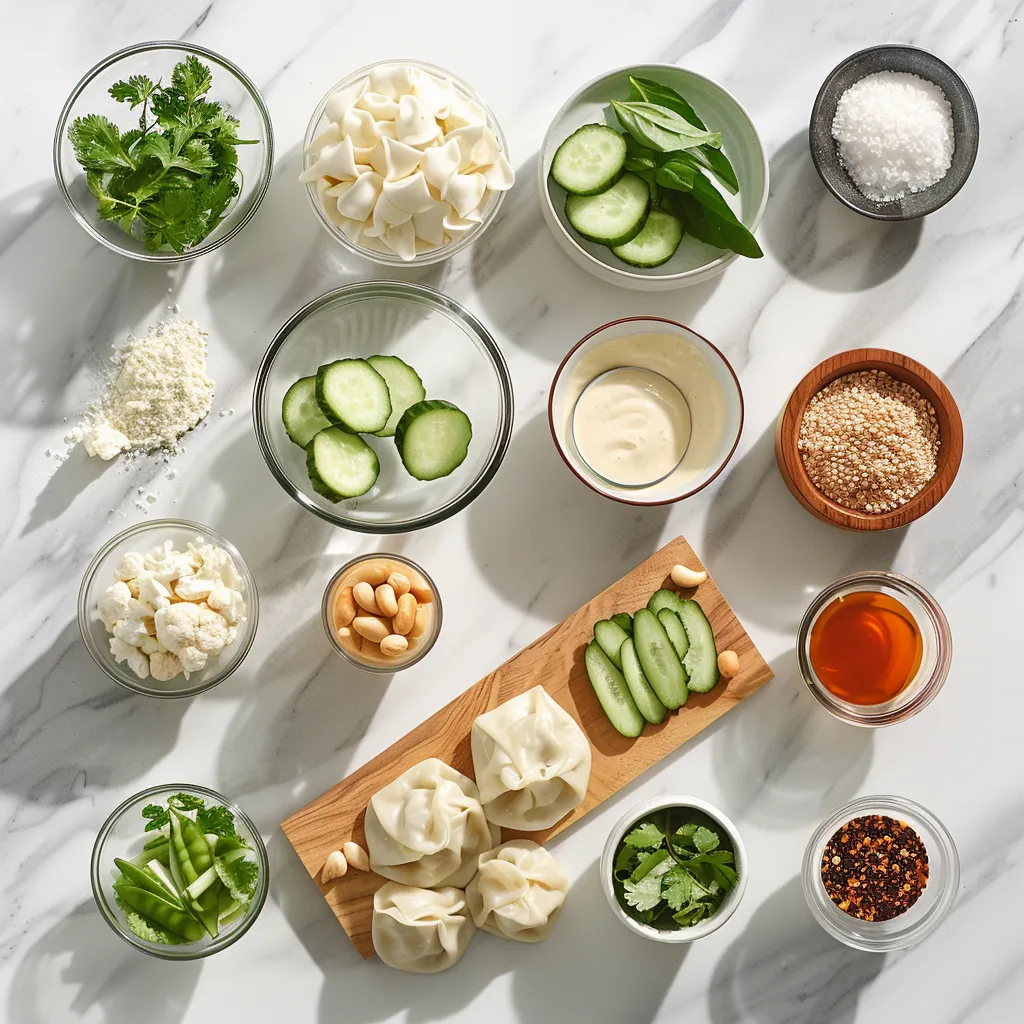 Savory Dumpling And Smashed Cucumber Salad With Peanut Sauce: A Fast Delight ingredients