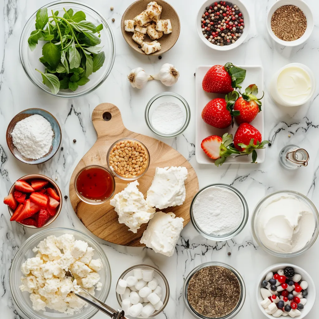 Strawberry Shortcake Cheesecake Rolls Juicy ingredients
