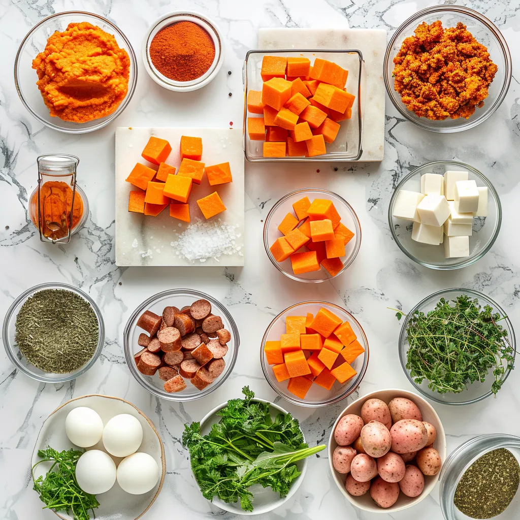 Sweet Potato and Sausage Casserole Delectable ingredients