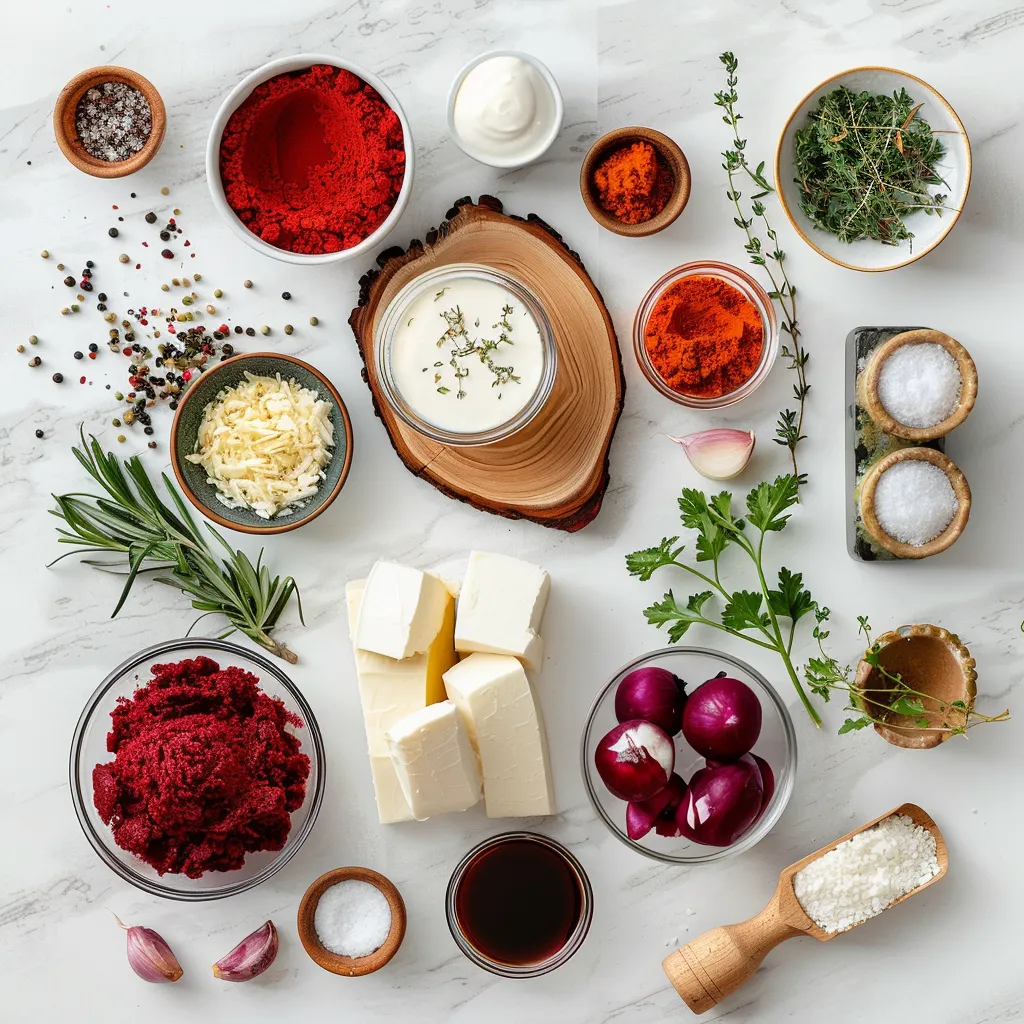 Valentine’s Day Red Velvet Cheesecake ingredients