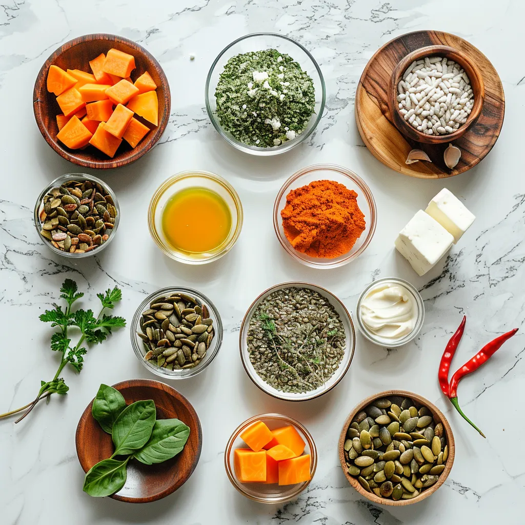Yummy Autumn Grain Bowl with Roasted Pumpkin Seeds ingredients