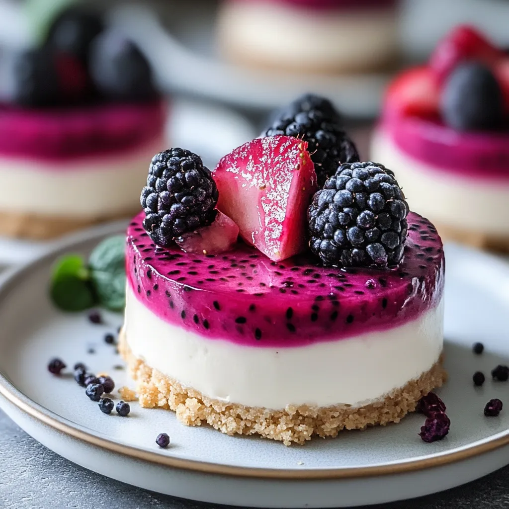 Luscious Amazing No-Bake Dragon Fruit Mini Cheesecakes Delight
