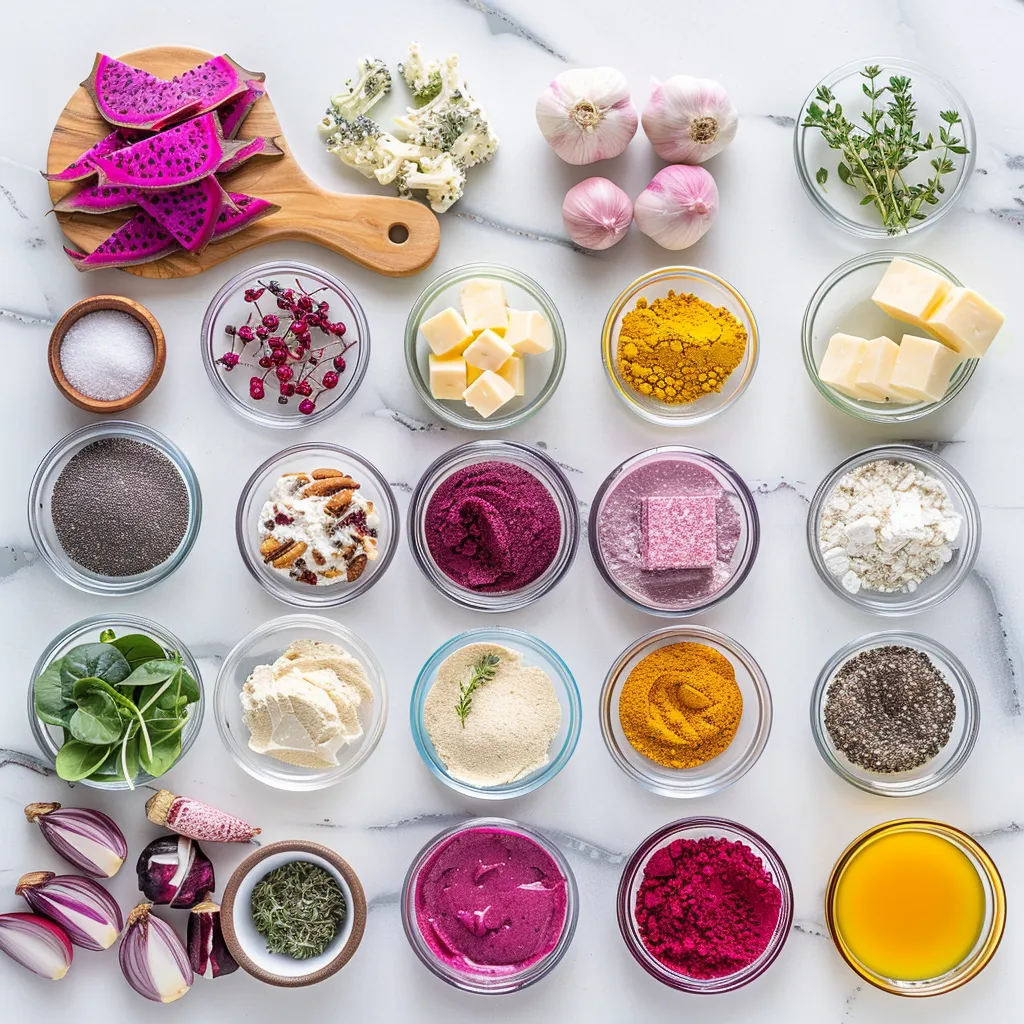Luscious Amazing No-Bake Dragon Fruit Mini Cheesecakes Delight ingredients