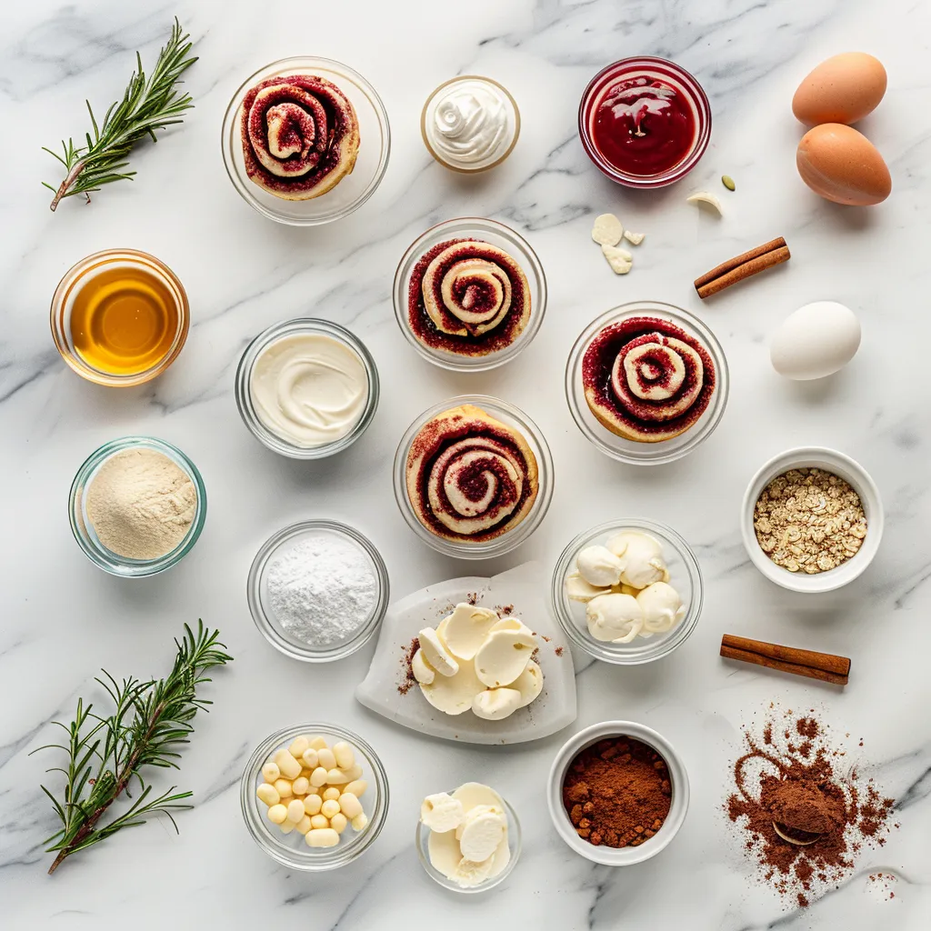 Red Velvet Cinnamon Rolls Yummy ingredients