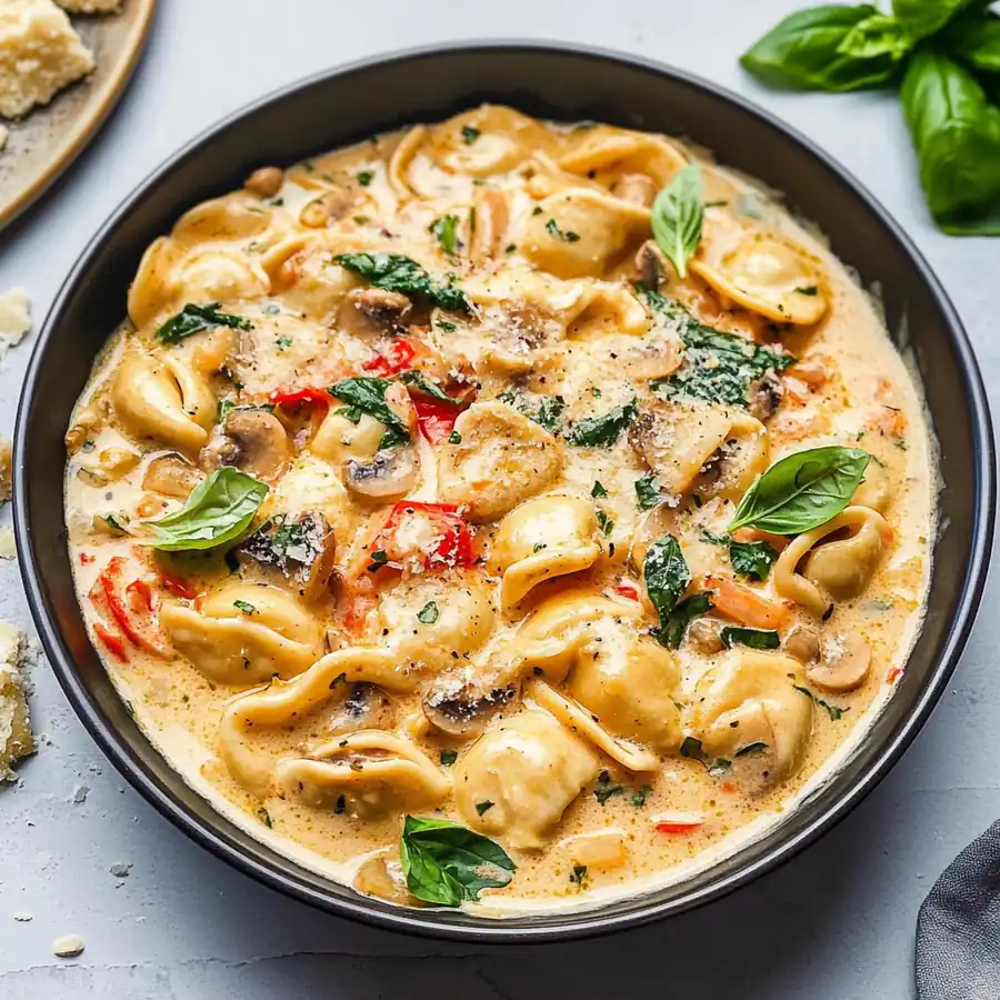 Save This Amazing Creamy Chicken Tortellini with Veggies Delight — Quick,