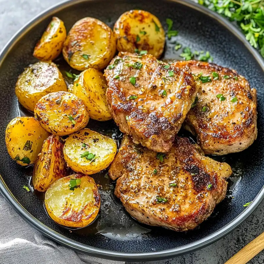 Crispy Amazing Sheet Pan Pork Chops and Potatoes for Dinner Bliss