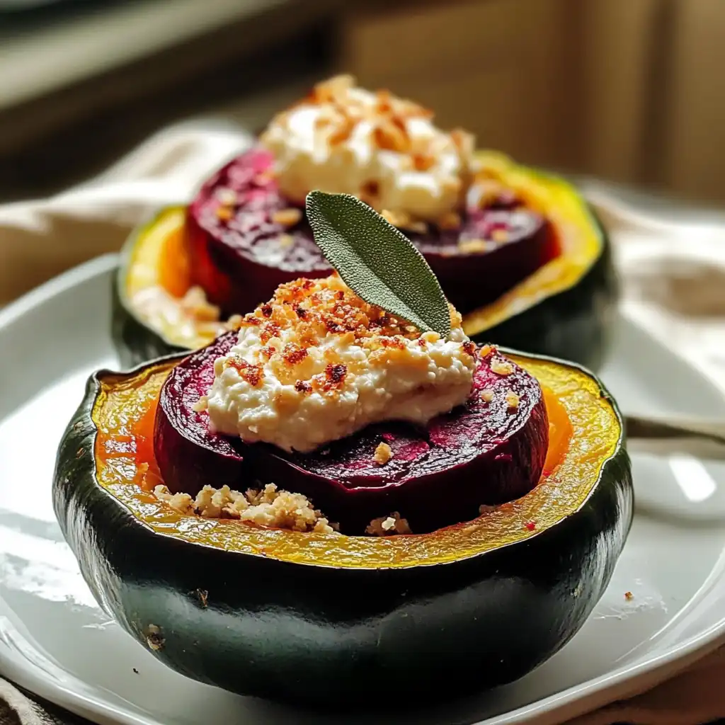 Irresistible Roasted Beet & Ricotta Stuffed Acorn Squash Feast
