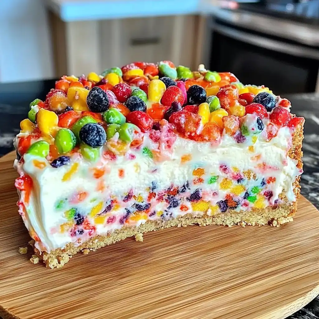 Rainbow Nostalgia: The Ultimate Fruity Pebbles Cheesecake