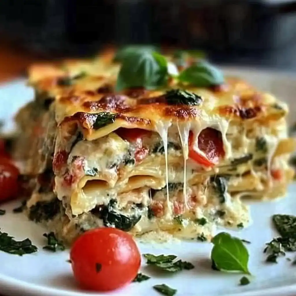 Irresistible White Chicken Caprese Lasagna — Fresh, Creamy Delight