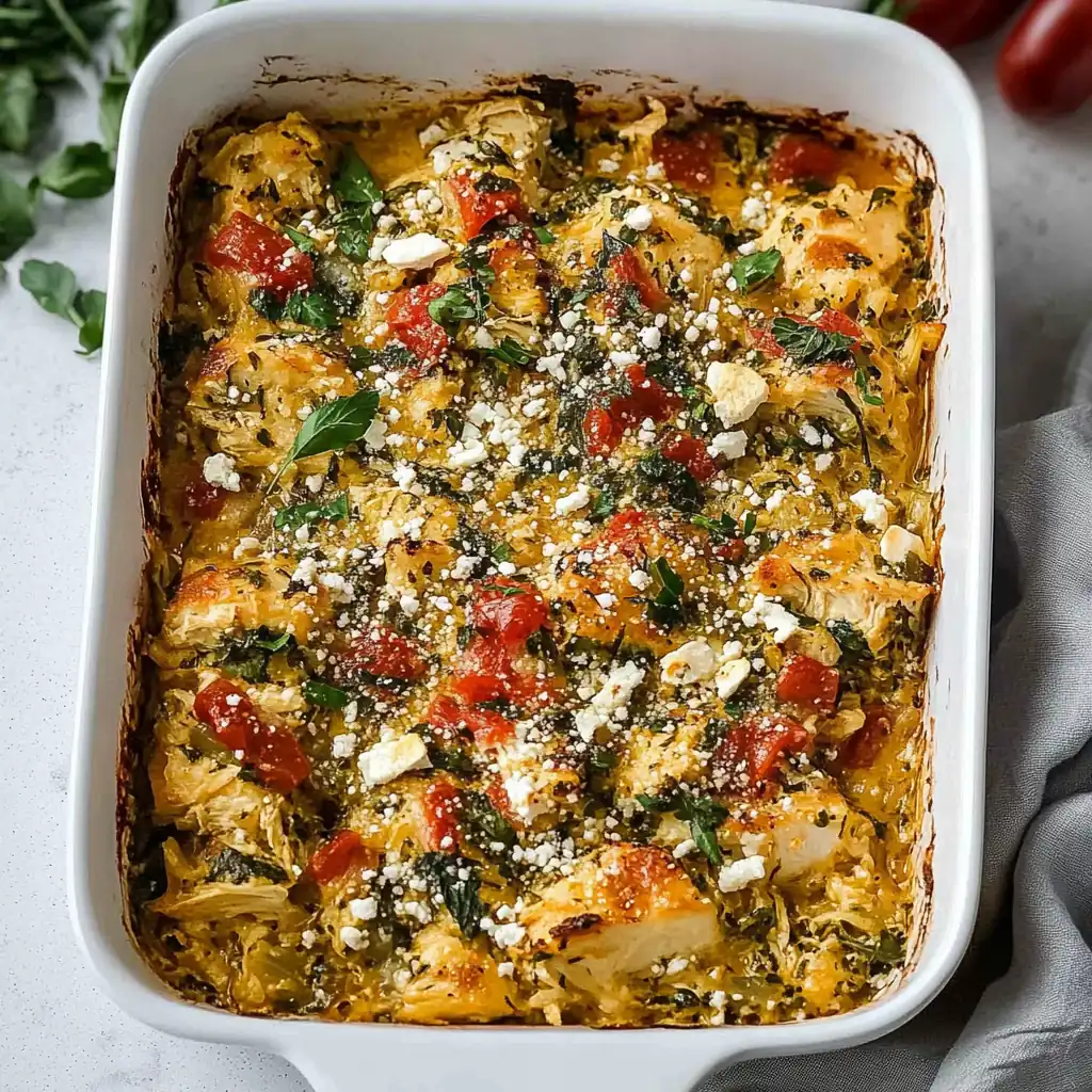Greek Chicken Casserole Explosion, Quick, Flavorful Dinner