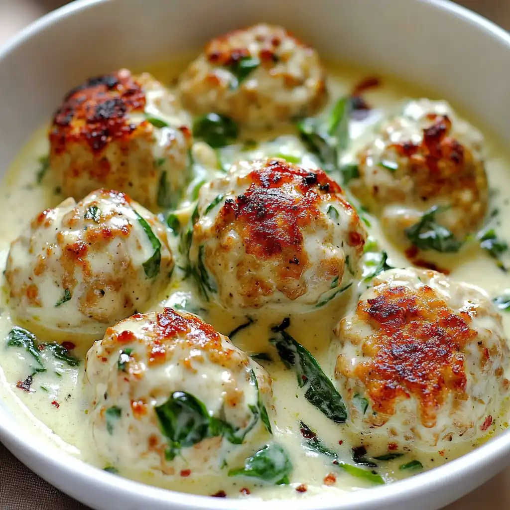 Creamy Spinach Alfredo Chicken Meatballs — A Southern Comfort Treat