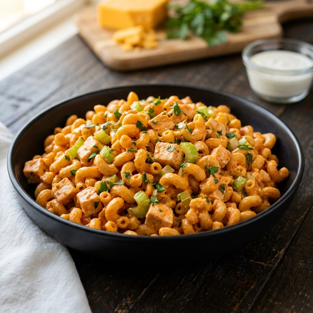 Creamy Buffalo Chicken Pasta Salad: A Crowd-Pleasing Comfort Dish | Easy Game Day Appetizer
