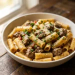 Creamy Slow Cooker Garlic Beef Pasta Recipe for Easy Cozy Crockpot Dinners | Comfort Food