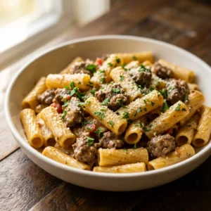 Creamy Slow Cooker Garlic Beef Pasta Recipe for Easy Cozy Crockpot Dinners | Comfort Food