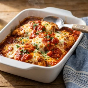 Crispy Chicken Parmesan Casserole Recipe – Easy Crowd-Pleasing Dinner | Cheesy Pasta Bake