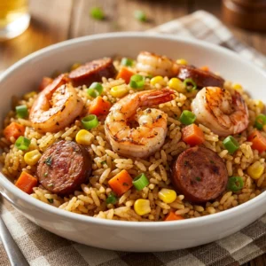 Shrimp and Sausage Dirty Rice Recipe Easy One-Pot Meal | Cajun Dinner Ideas