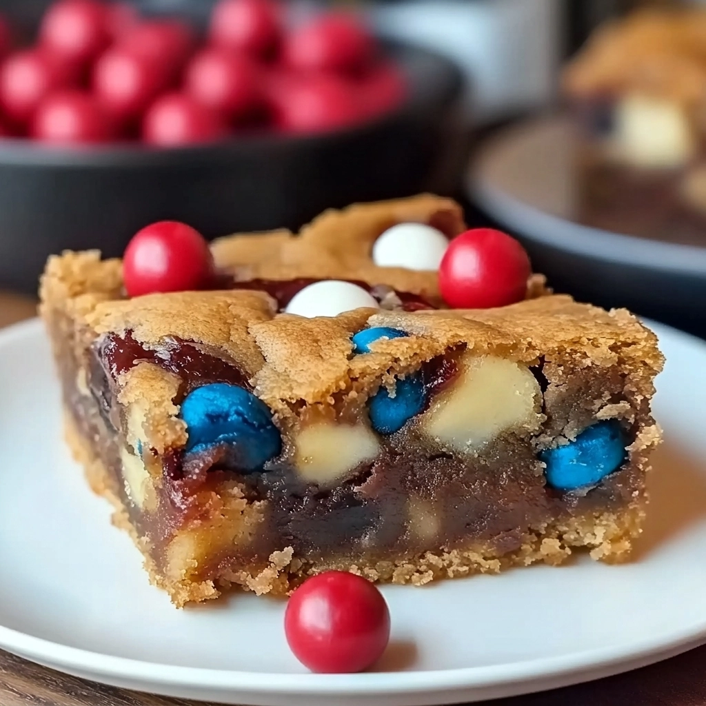 Red White & Blue Cake-Mix Cookie Bars for July 4th