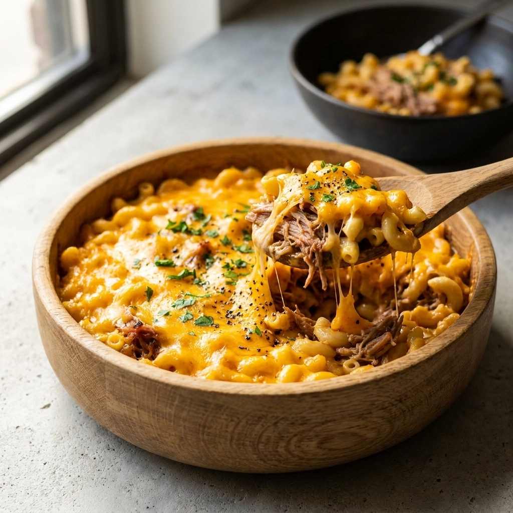 Pulled Pork Mac and Cheese Casserole Recipe Easy Comfort Food Dinner | BBQ Mac and Cheese