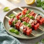 Salty and Sweet Watermelon Feta Skewers with Balsamic Glaze | Easy Summer Appetizer