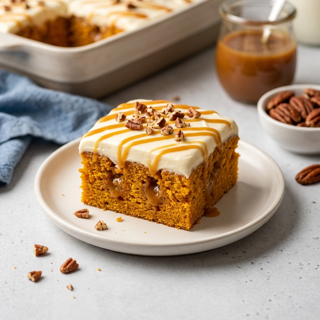 The Ultimate Pumpkin Caramel Poke Cake | Easy Fall Dessert Recipe