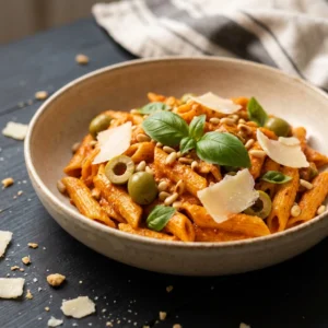 Creamy Red Pesto Pasta | Easy Sun Dried Tomato Pasta Dinner