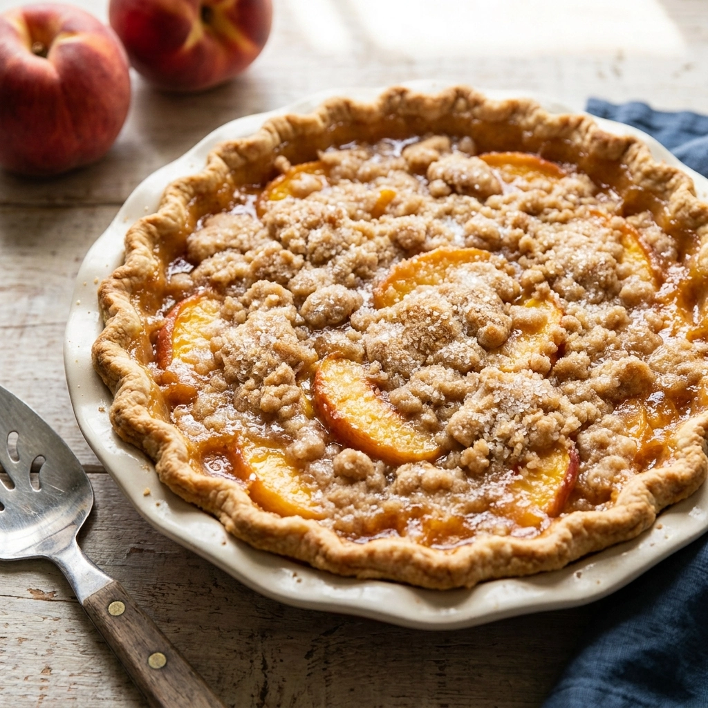 Warm and Gooey Peach Cobbler Pie | Easy Summer Peach Dessert Recipe