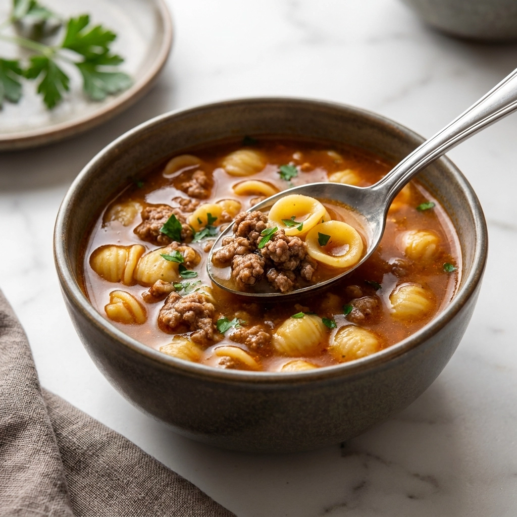 Cozy Ground Beef Pasta Soup: A Hearty One-Pot Adventure | Easy Beef Pasta Soup