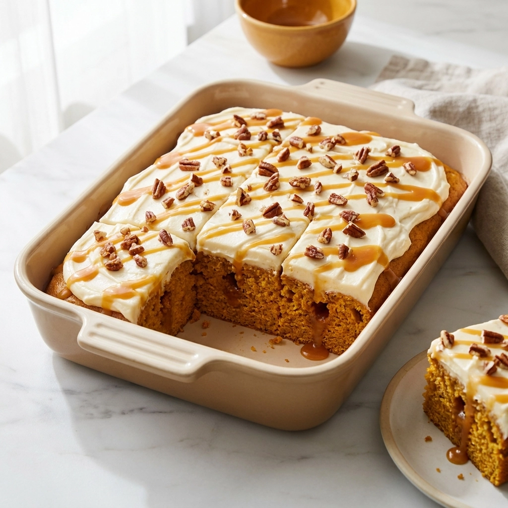 The Ultimate Pumpkin Caramel Poke Cake | Easy Fall Dessert Recipe