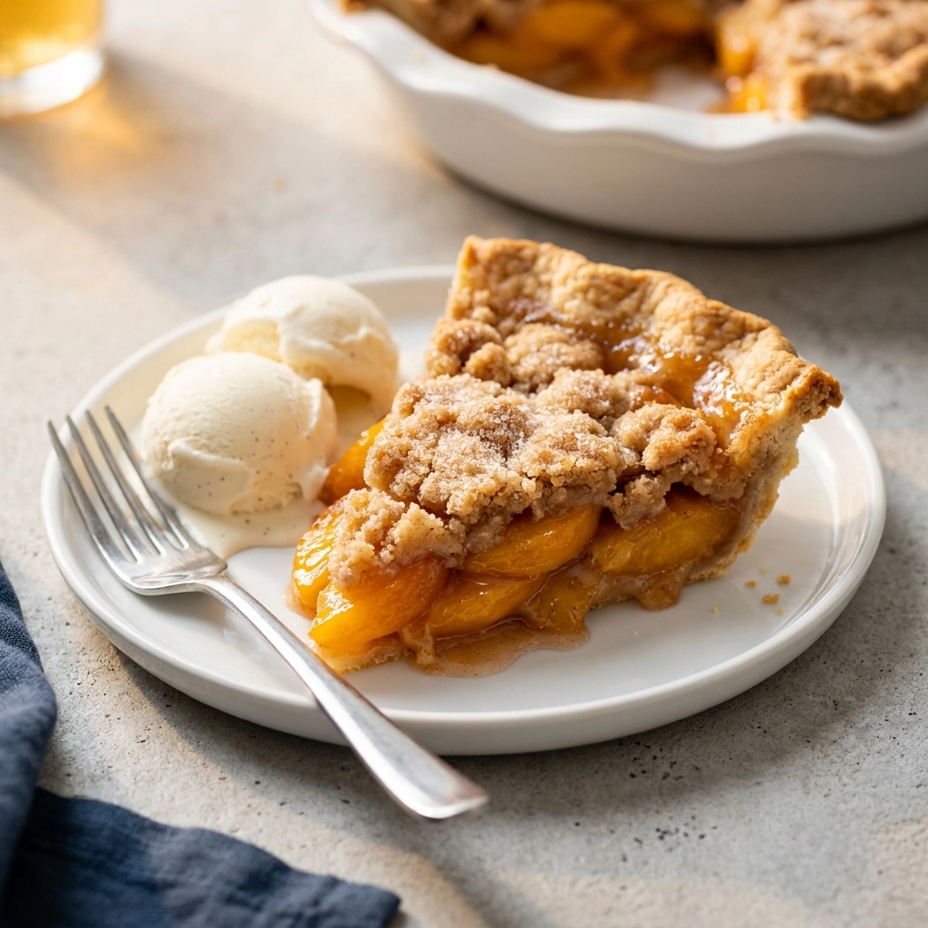Warm and Gooey Peach Cobbler Pie | Easy Summer Peach Dessert Recipe