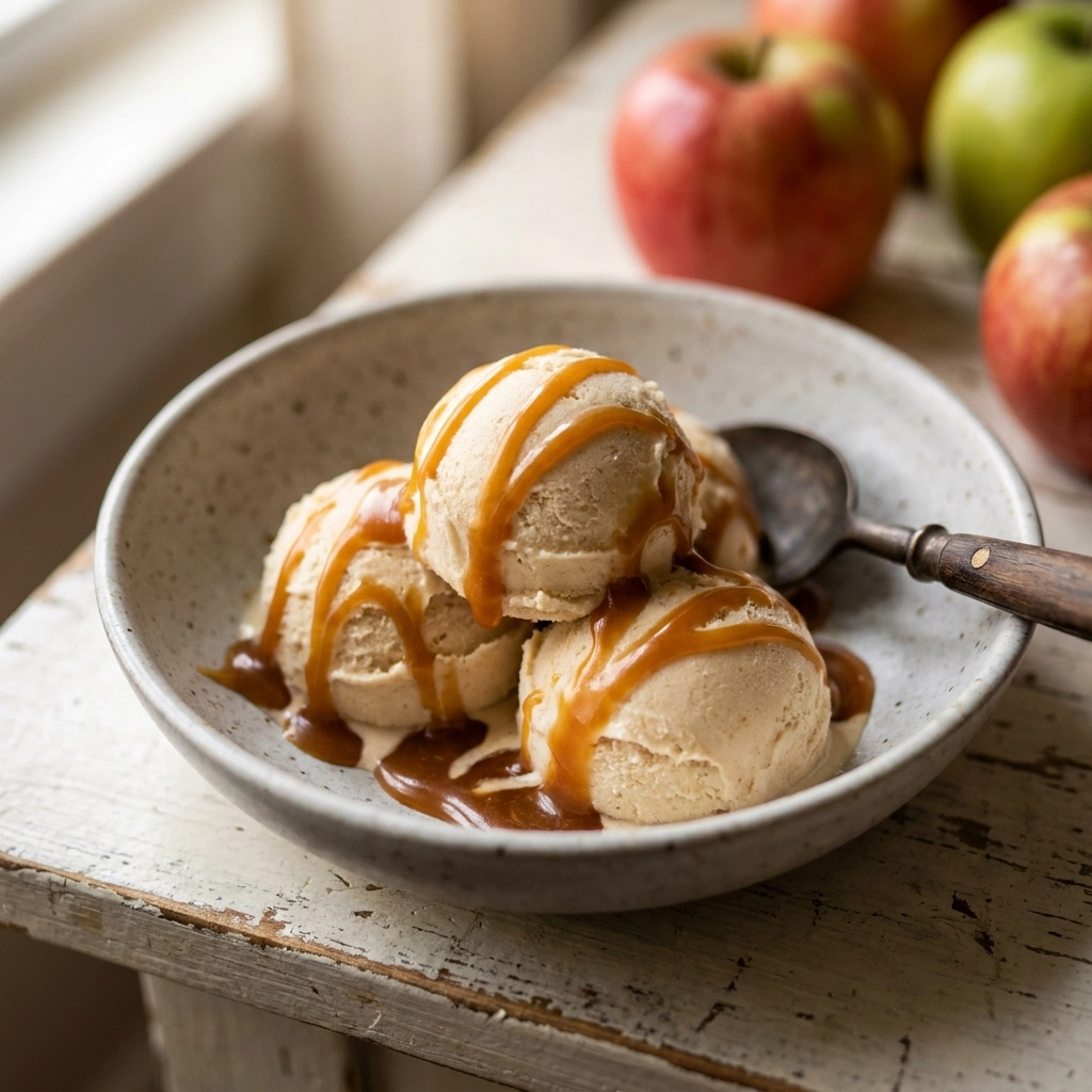Creamy Apple Cider Caramel Ice Cream for Cozy Fall Nights | Easy Autumn Dessert