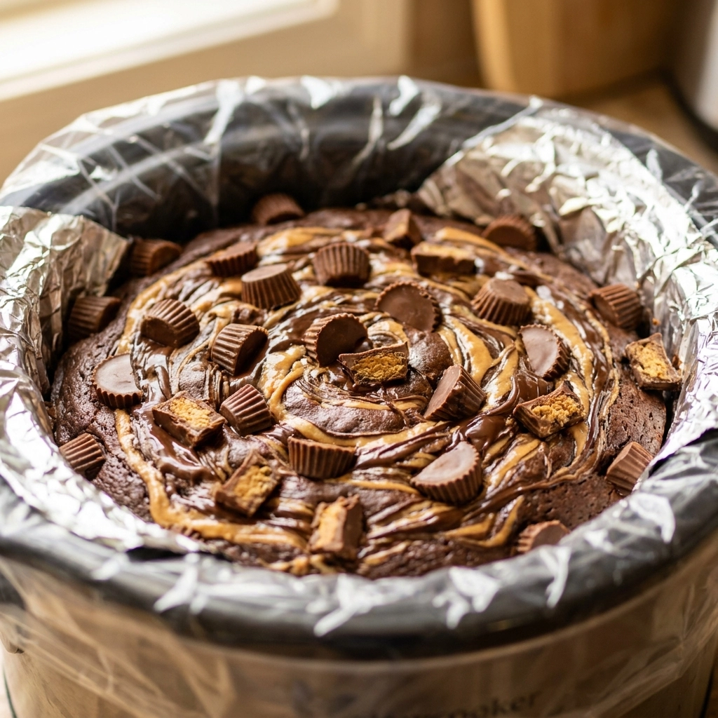 Slow Cooker Peanut Butter Cup Swirl Cake: The Ultimate Gooey Dessert | Easy Crockpot Cake
