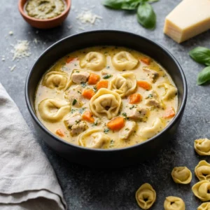 Creamy Chicken Pesto Tortellini Soup | Easy Healthy Weeknight Dinner Ideas