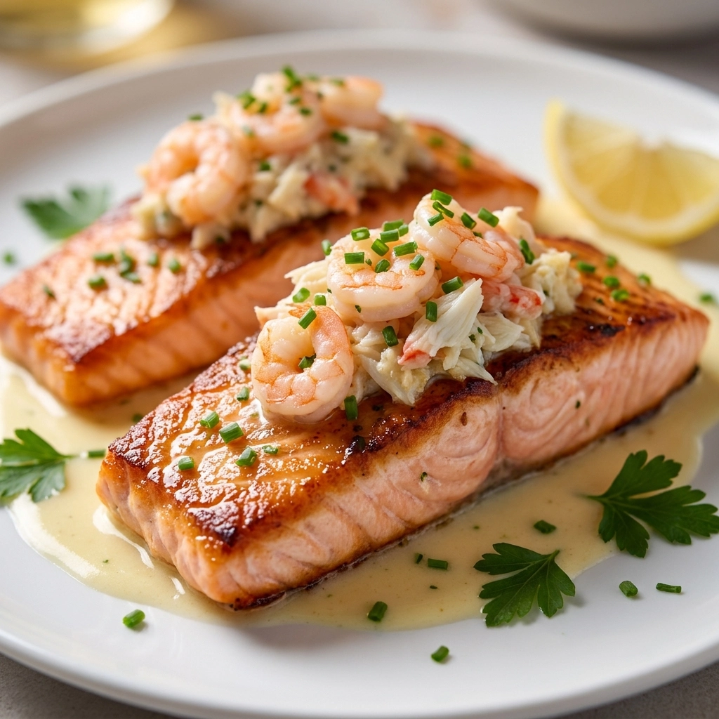 Luxurious Crab & Shrimp Stuffed Salmon | Gourmet Seafood Dinner Recipe