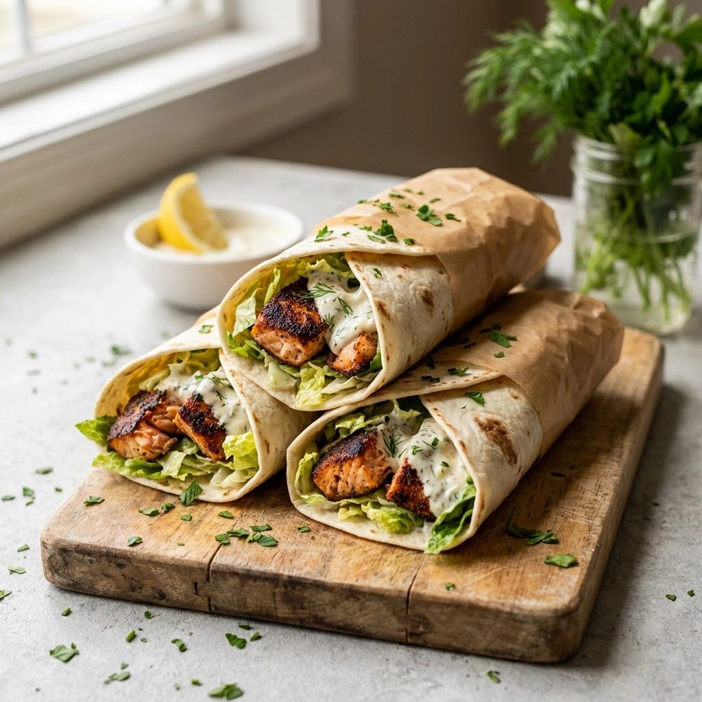 Blackened Salmon Caesar Wraps: A Bold High-Protein Adventure | Healthy Lunch Idea