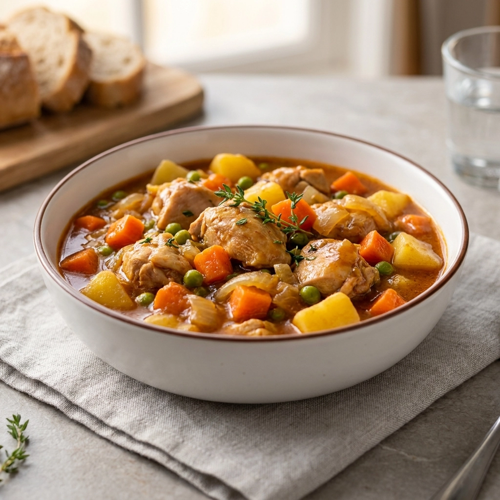 Hearty Home-Style Chicken Stew with Root Vegetables | Comforting Winter Dinner Idea