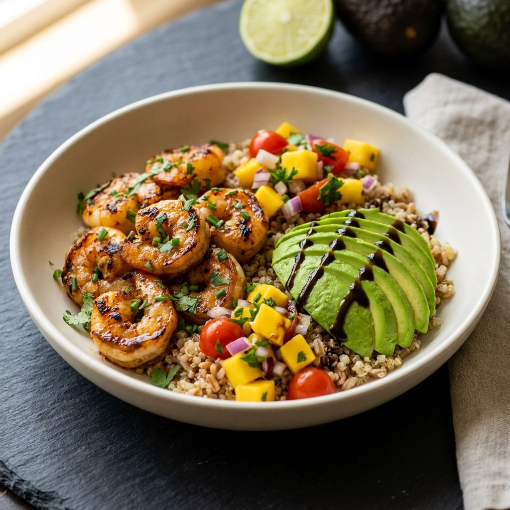 Fresh and Zesty Shrimp and Avocado Bowls | Healthy Seafood Meal Prep Idea