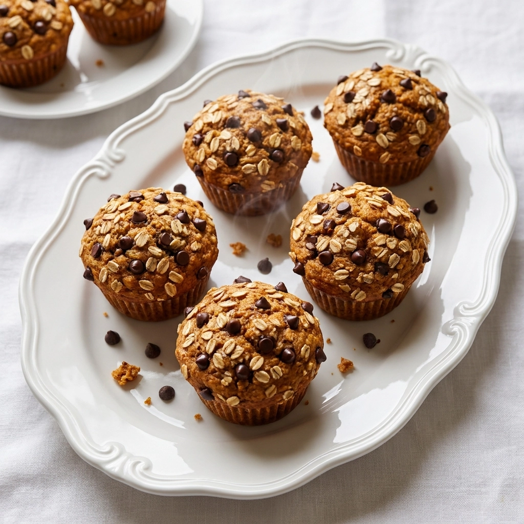 Oatmeal To-Go Pumpkin Chocolate Chip Muffins | Healthy Fall Breakfast Ideas