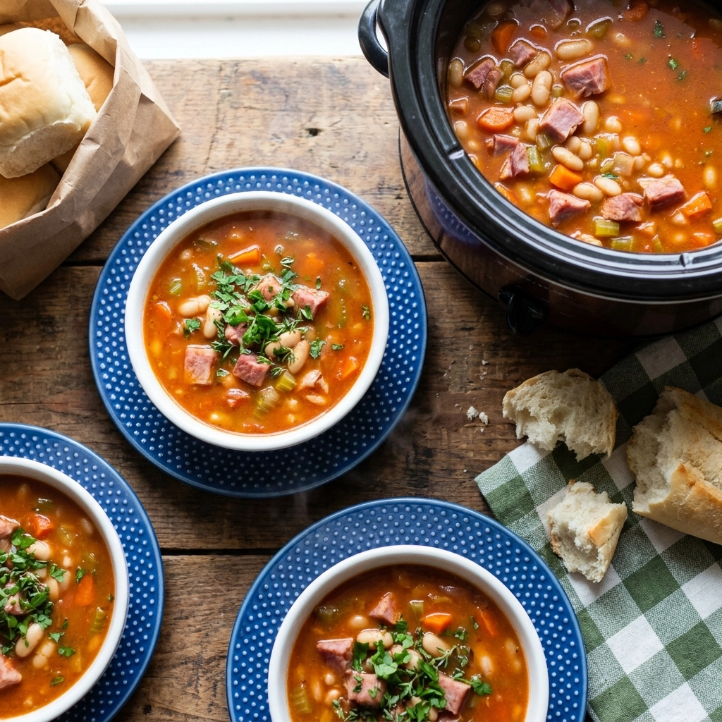 Slow Cooker Ham and Bean Soup | Cozy Winter Comfort Food Recipe