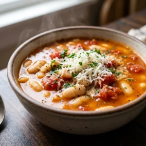 Parmesan Tomato Cannellini Bean Soup Recipe | Healthy White Bean Soup
