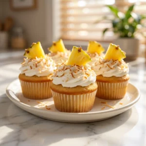Coconut Rum Pineapple Cupcakes: A Tropical Escape in Every Bite | Tropical Dessert Ideas